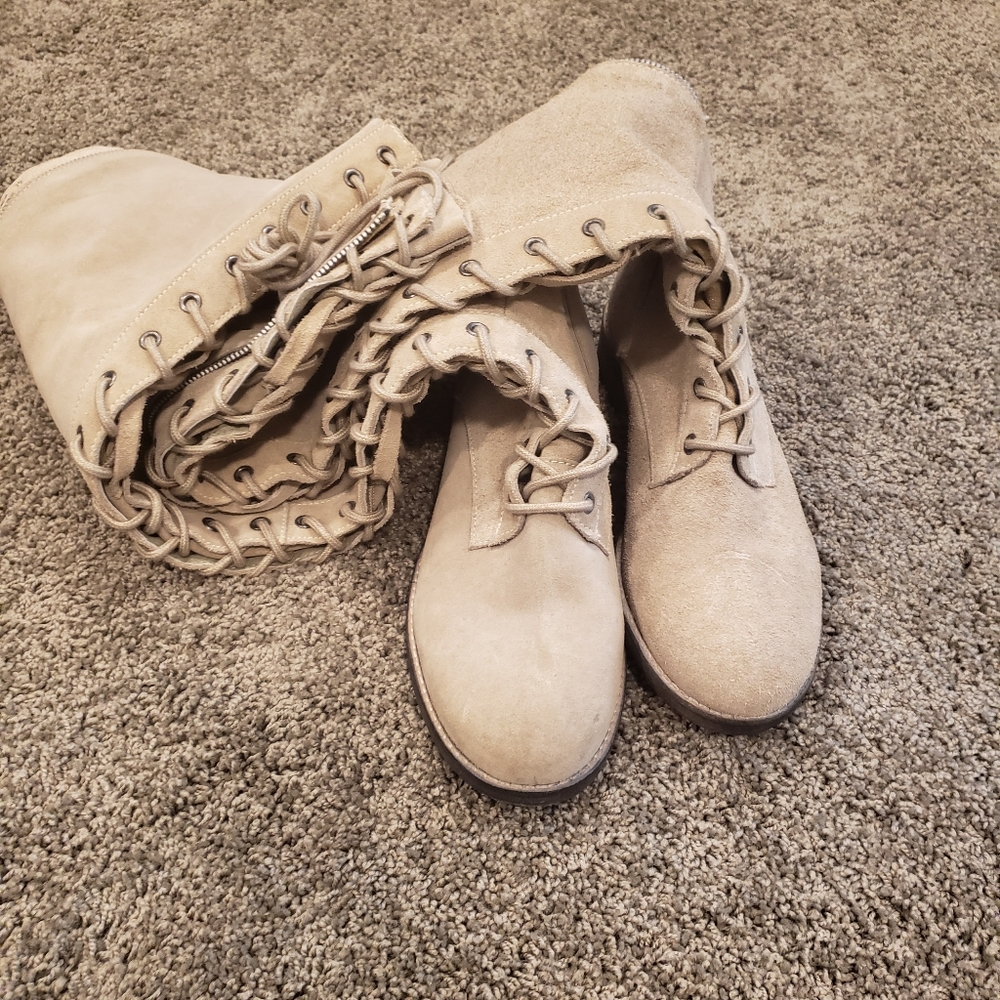 NWOT Free People Knee High Suede Grey Boots Sz 39